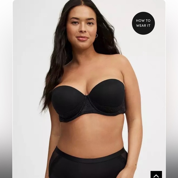 Torrid Black Lace Bombshell Everyday Strapless Push-Up Bra 38DDD - Picture 14 of 14